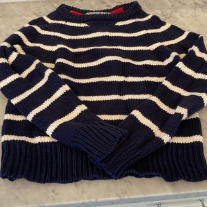 Cardigan brand Crew Neck Navy and White Striped Sweater